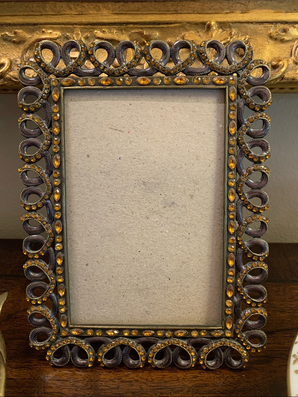 Amber Crystal Studded Photo  Frame